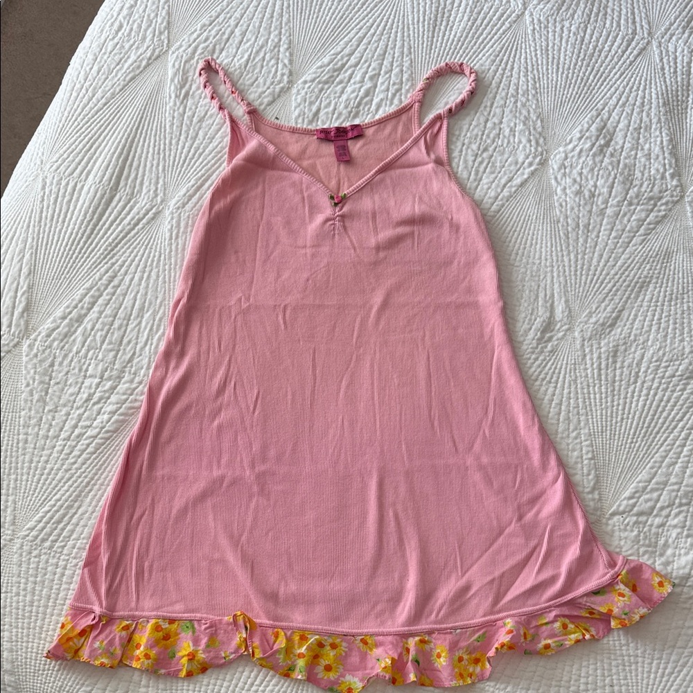 Betsey Johnson Pink Nightgown with Yellow Floral Hem